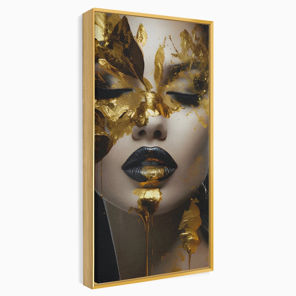 Tablou Canvas Premium LuxCanva® C1156, Pretty Face Covered In Gold ,  Culori, Girl, Beautiful, Living Room, Relaxare, Culori Vibrante