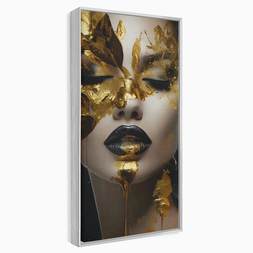 Tablou Canvas Premium LuxCanva® C1156, Pretty Face Covered In Gold ,  Culori, Girl, Beautiful, Living Room, Relaxare, Culori Vibrante