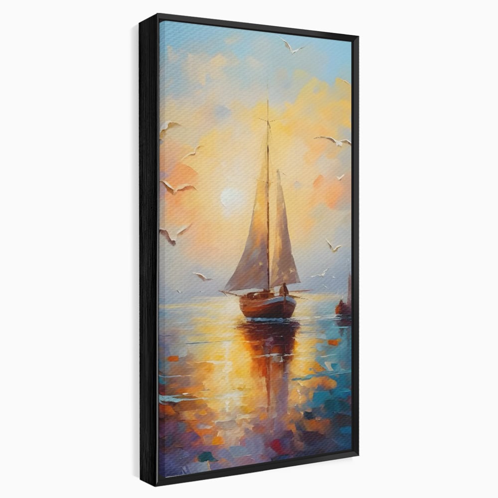 Tablou Canvas Premium, LuxCanva® C1157, Sailing Morning, Culori, Nature, Seaguls, Sea, Living Room, Relaxare, Culori Vibrante