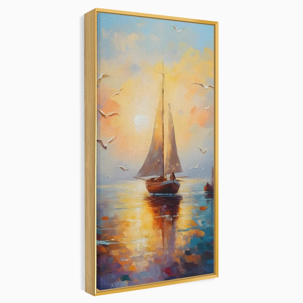 Tablou Canvas Premium, LuxCanva® C1157, Sailing Morning, Culori, Nature, Seaguls, Sea, Living Room, Relaxare, Culori Vibrante