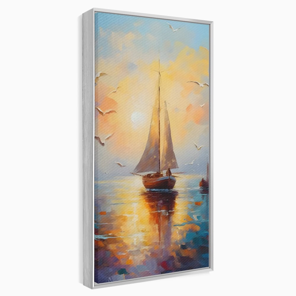 Tablou Canvas Premium, LuxCanva® C1157, Sailing Morning, Culori, Nature, Seaguls, Sea, Living Room, Relaxare, Culori Vibrante