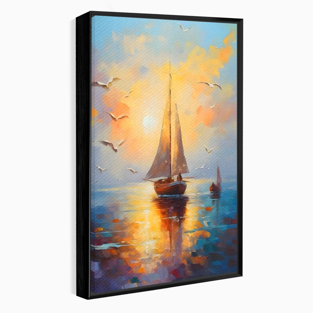 Tablou Canvas Premium, LuxCanva® C1157, Sailing Morning, Culori, Nature, Seaguls, Sea, Living Room, Relaxare, Culori Vibrante