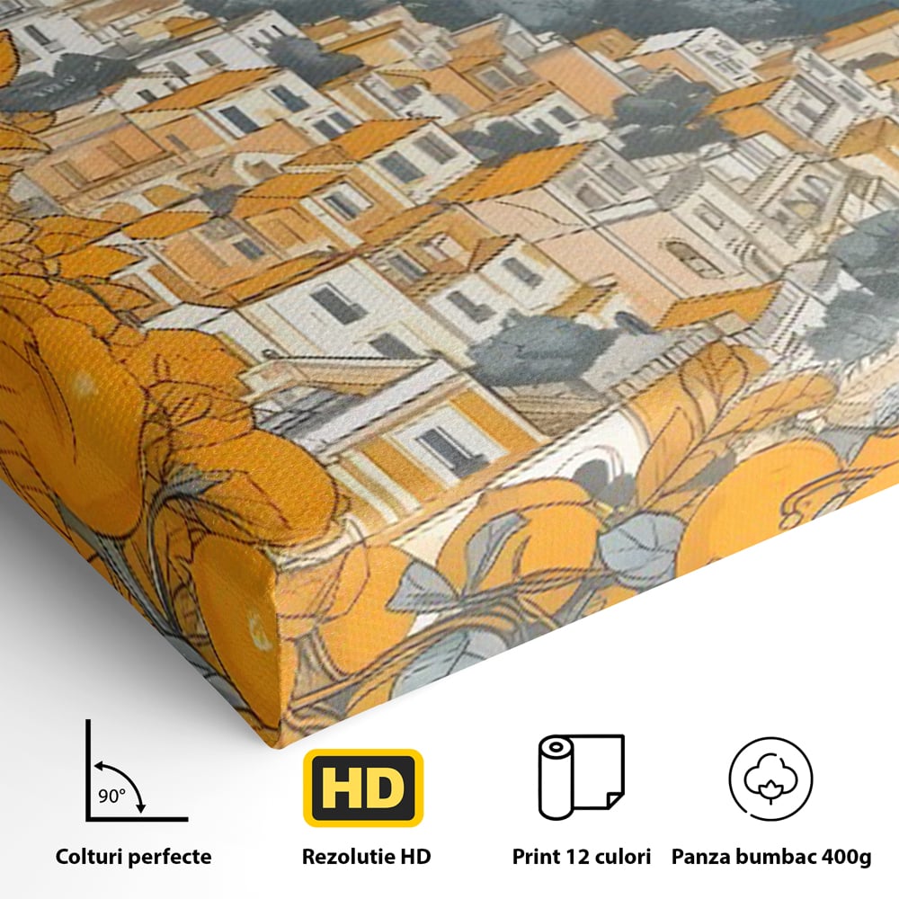 Tablou Canvas Premium LuxCanva® C1160, City By The Sea , Culori, Oras, Mare, Anotimp Living Room, Relaxare, Culori Vibrante