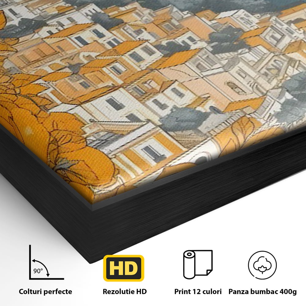 Tablou Canvas Premium LuxCanva® C1160, City By The Sea , Culori, Oras, Mare, Anotimp Living Room, Relaxare, Culori Vibrante