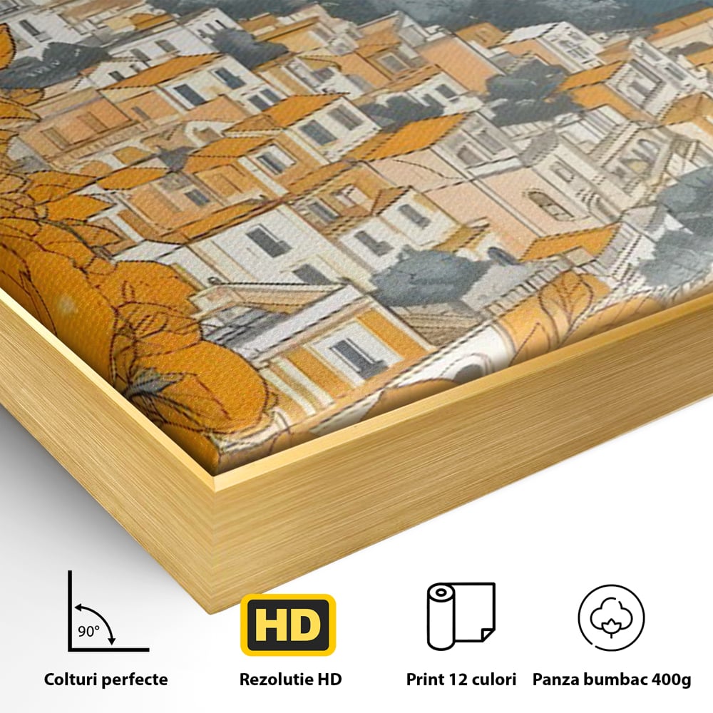 Tablou Canvas Premium LuxCanva® C1160, City By The Sea , Culori, Oras, Mare, Anotimp Living Room, Relaxare, Culori Vibrante