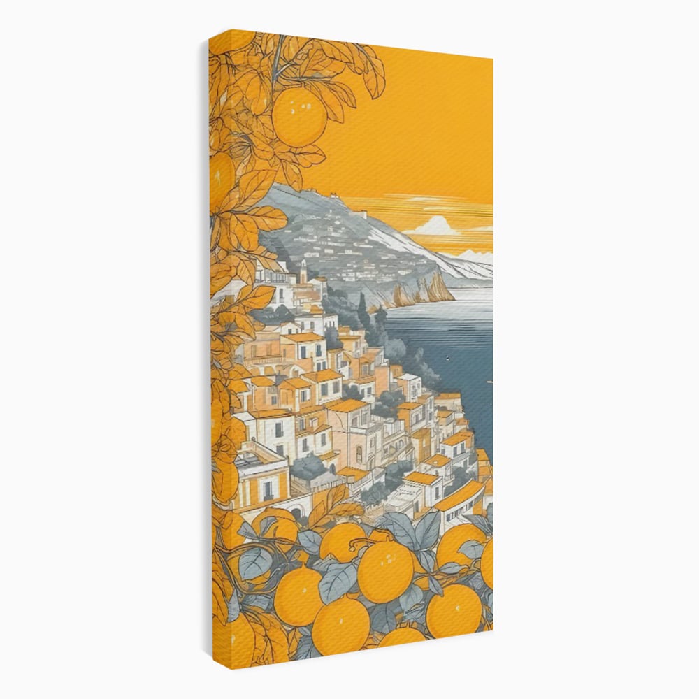 Tablou Canvas Premium LuxCanva® C1160, City By The Sea , Culori, Oras, Mare, Anotimp Living Room, Relaxare, Culori Vibrante
