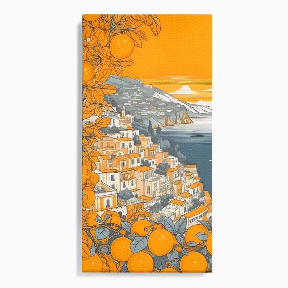 Tablou Canvas Premium LuxCanva® C1160, City By The Sea , Culori, Oras, Mare, Anotimp Living Room, Relaxare, Culori Vibrante