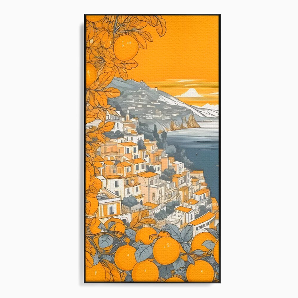 Tablou Canvas Premium LuxCanva® C1160, City By The Sea , Culori, Oras, Mare, Anotimp Living Room, Relaxare, Culori Vibrante
