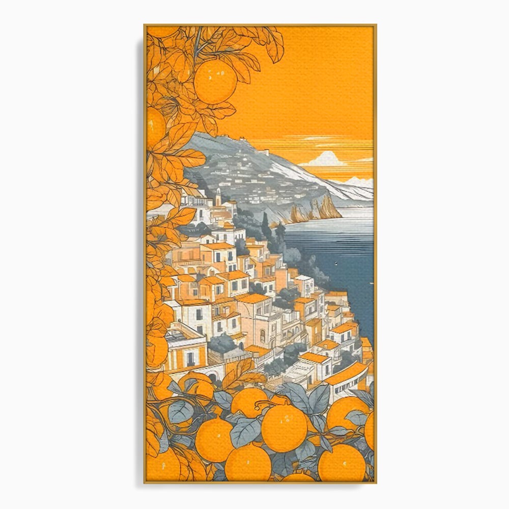 Tablou Canvas Premium LuxCanva® C1160, City By The Sea , Culori, Oras, Mare, Anotimp Living Room, Relaxare, Culori Vibrante