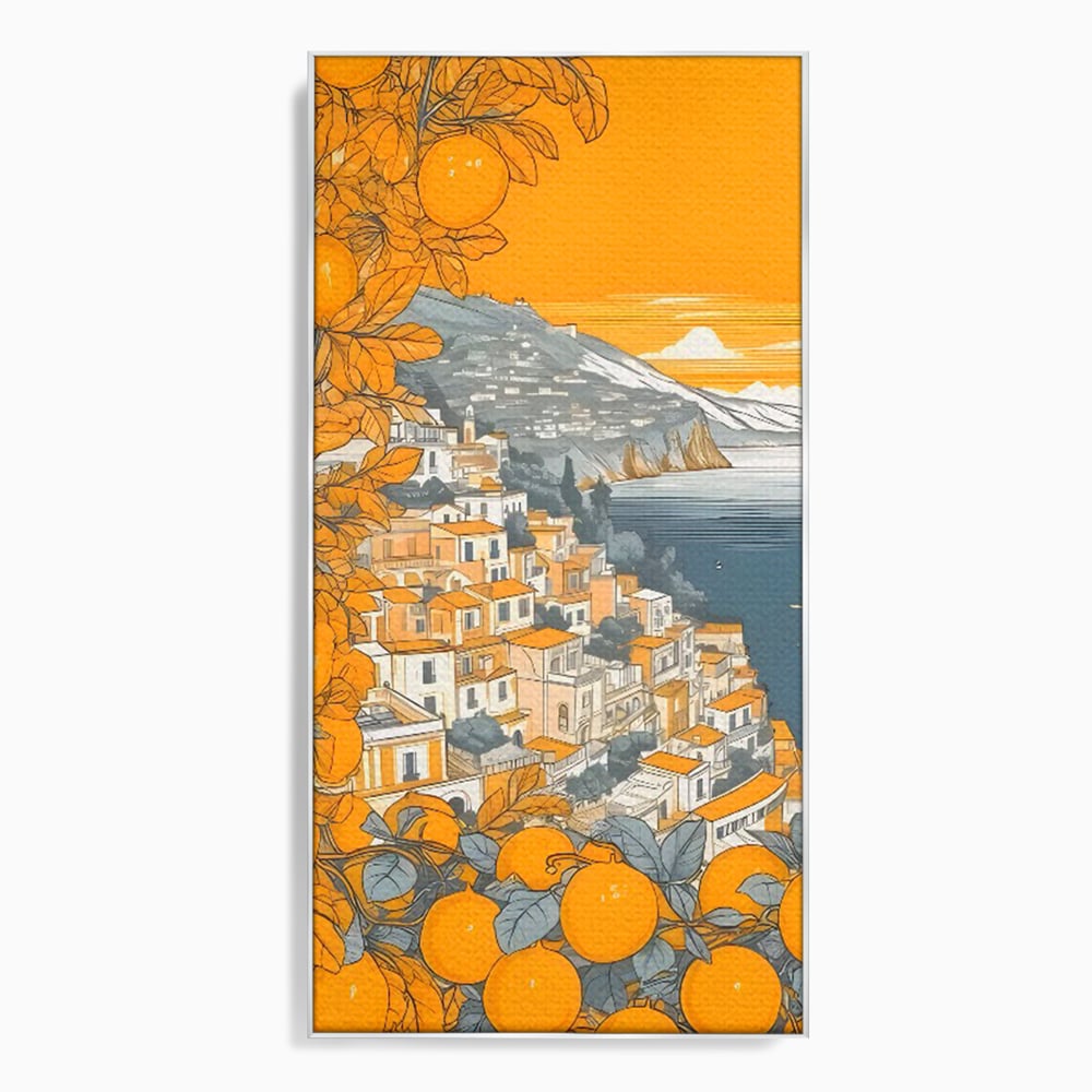 Tablou Canvas Premium LuxCanva® C1160, City By The Sea , Culori, Oras, Mare, Anotimp Living Room, Relaxare, Culori Vibrante