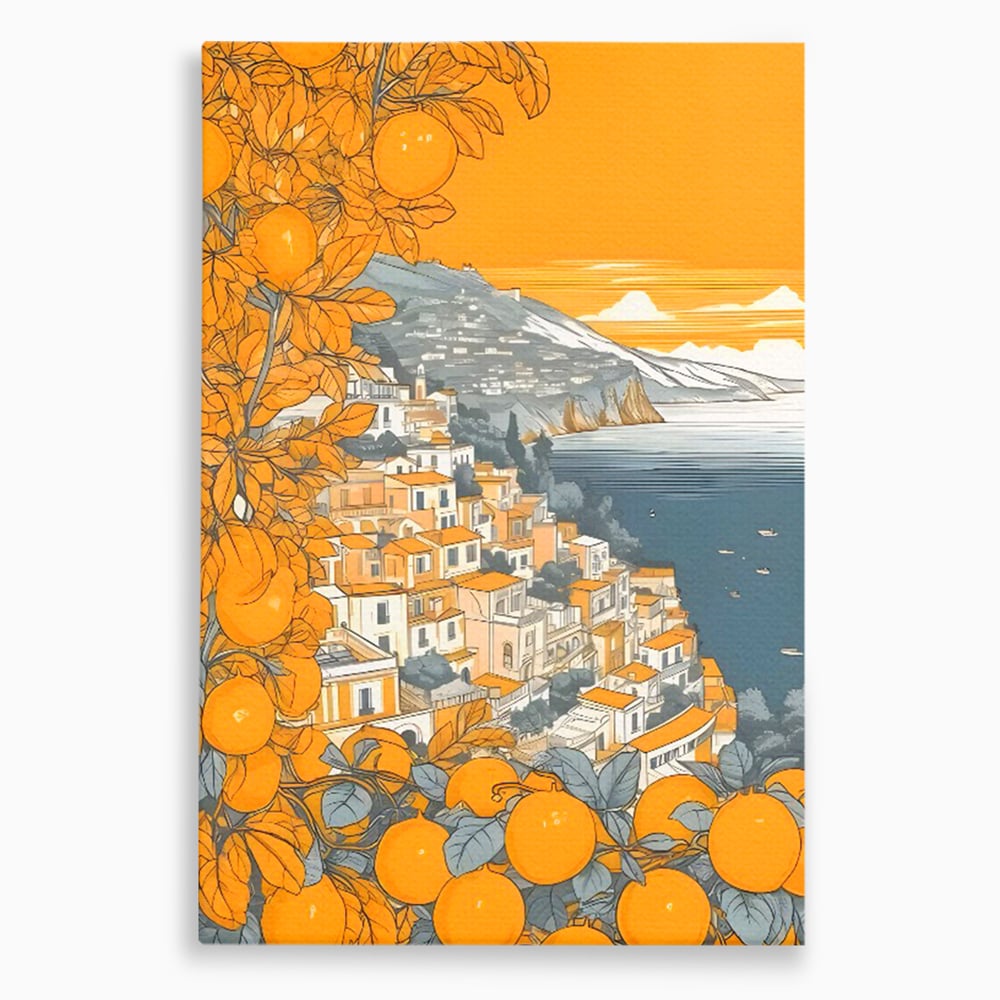 Tablou Canvas Premium LuxCanva® C1160, City By The Sea , Culori, Oras, Mare, Anotimp Living Room, Relaxare, Culori Vibrante
