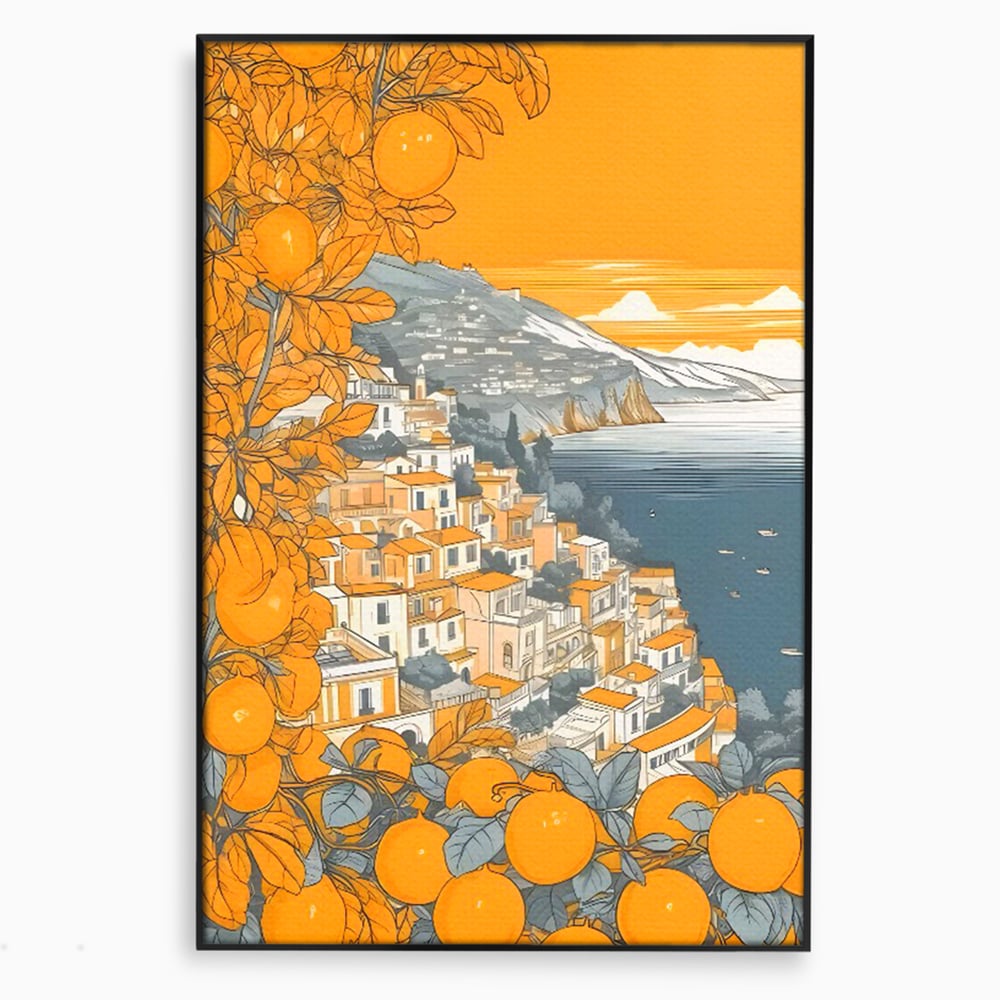 Tablou Canvas Premium LuxCanva® C1160, City By The Sea , Culori, Oras, Mare, Anotimp Living Room, Relaxare, Culori Vibrante