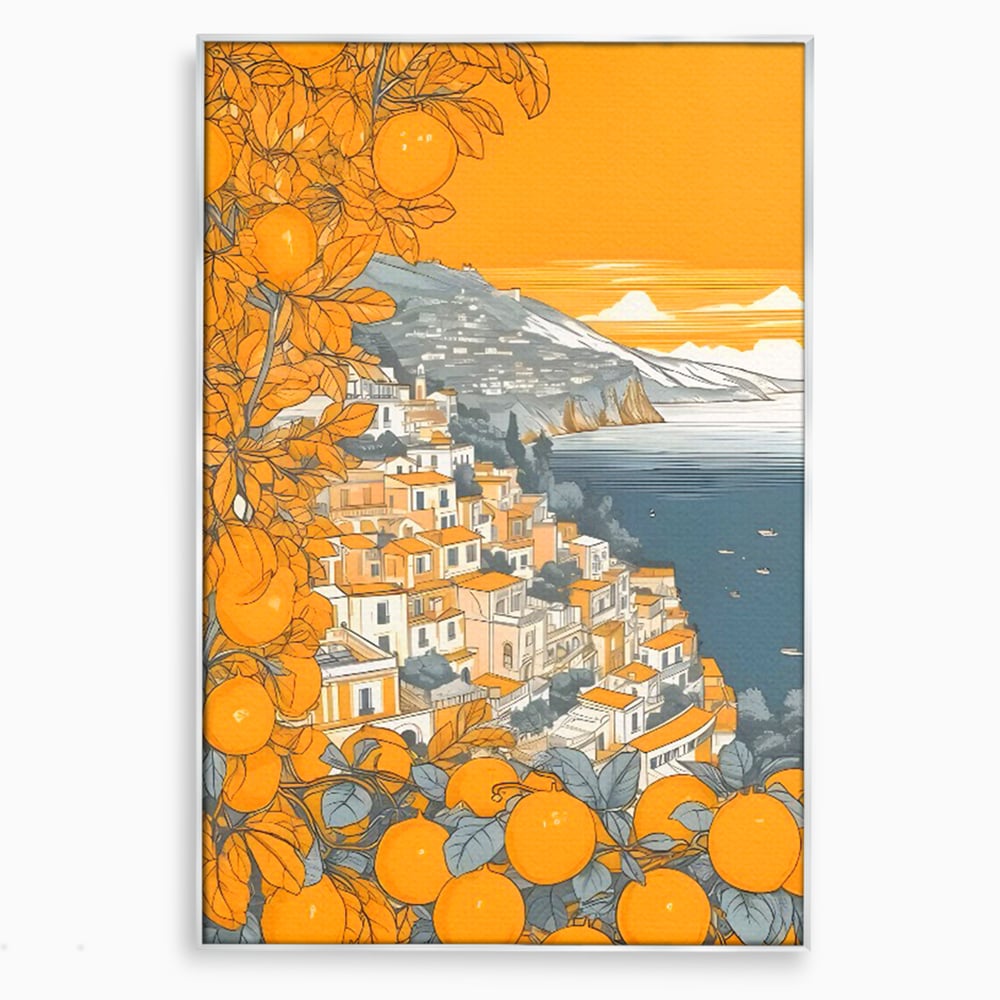 Tablou Canvas Premium LuxCanva® C1160, City By The Sea , Culori, Oras, Mare, Anotimp Living Room, Relaxare, Culori Vibrante