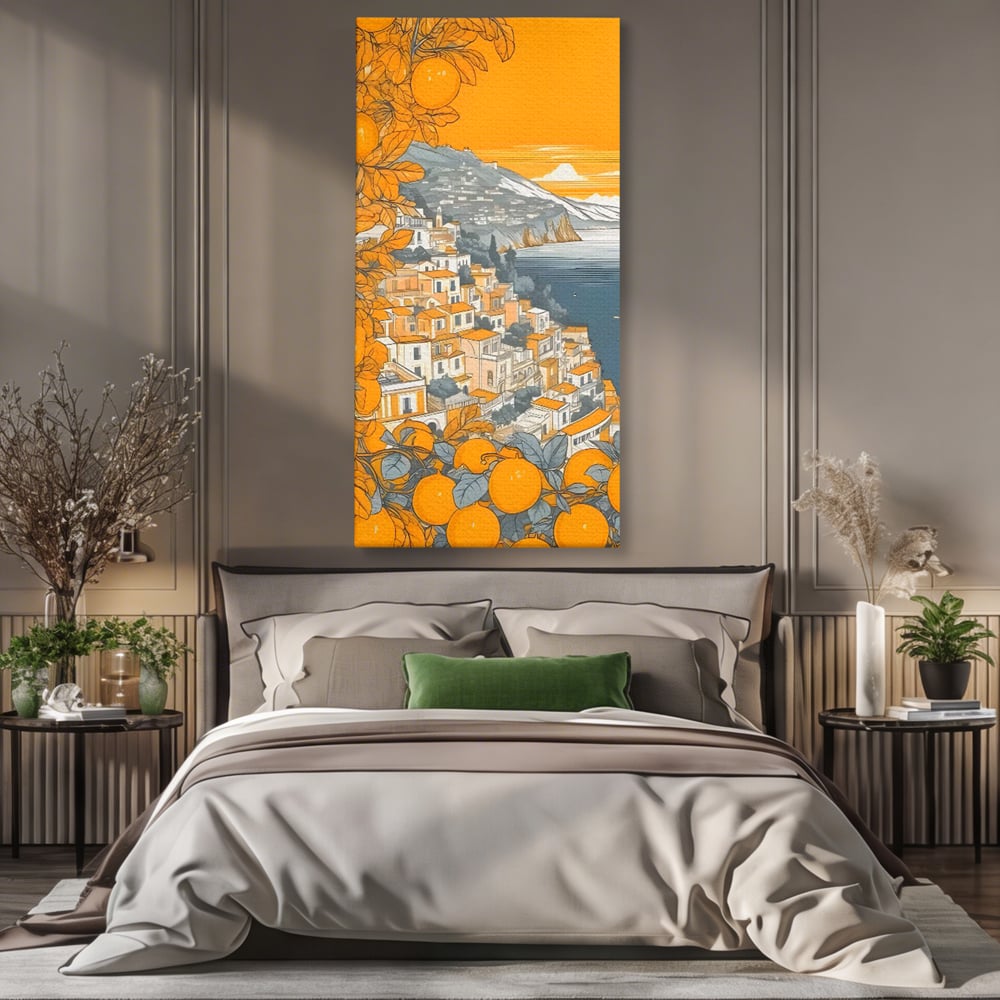 Tablou Canvas Premium LuxCanva® C1160, City By The Sea , Culori, Oras, Mare, Anotimp Living Room, Relaxare, Culori Vibrante