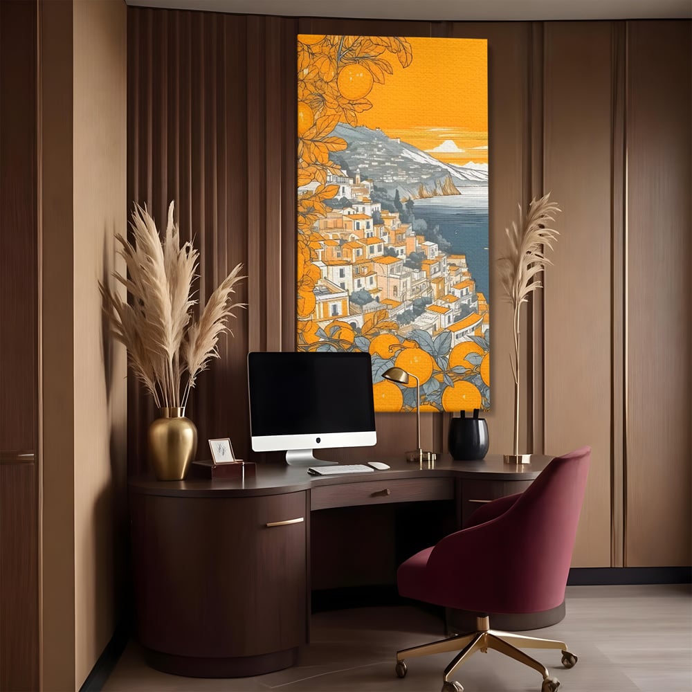 Tablou Canvas Premium LuxCanva® C1160, City By The Sea , Culori, Oras, Mare, Anotimp Living Room, Relaxare, Culori Vibrante