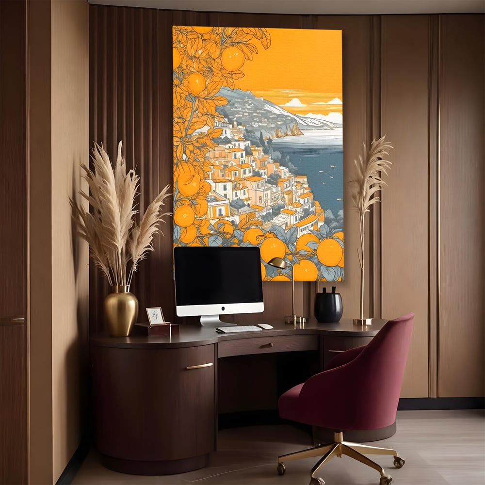 Tablou Canvas Premium LuxCanva® C1160, City By The Sea , Culori, Oras, Mare, Anotimp Living Room, Relaxare, Culori Vibrante