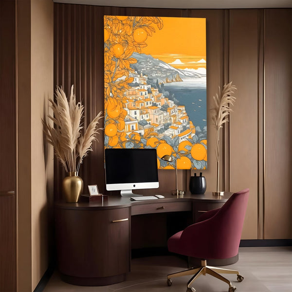 Tablou Canvas Premium LuxCanva® C1160, City By The Sea , Culori, Oras, Mare, Anotimp Living Room, Relaxare, Culori Vibrante