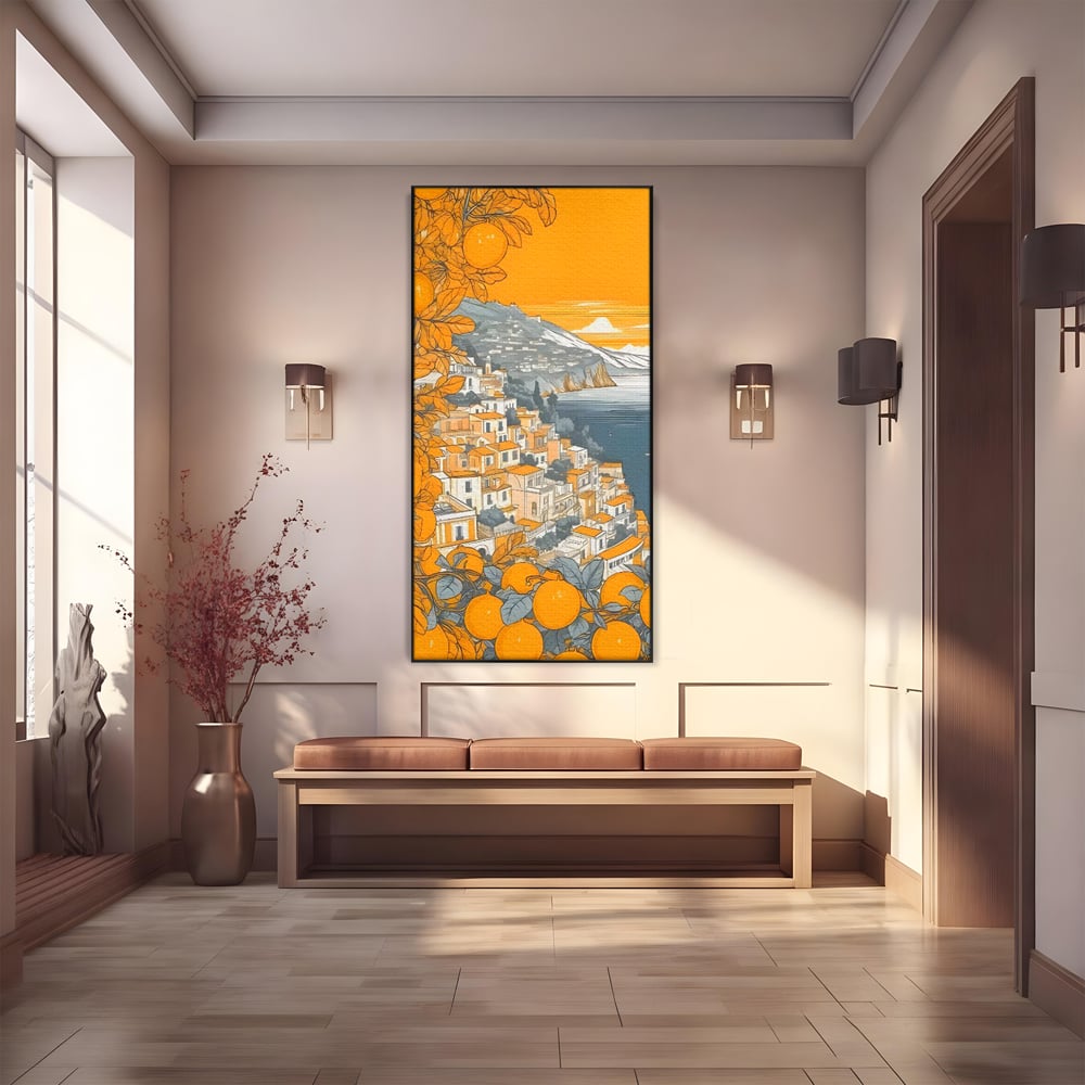 Tablou Canvas Premium LuxCanva® C1160, City By The Sea , Culori, Oras, Mare, Anotimp Living Room, Relaxare, Culori Vibrante