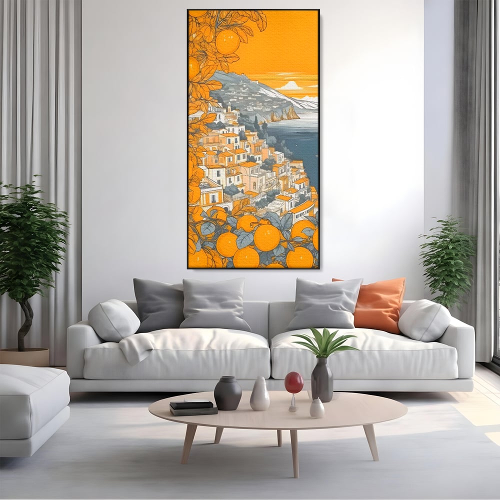 Tablou Canvas Premium LuxCanva® C1160, City By The Sea , Culori, Oras, Mare, Anotimp Living Room, Relaxare, Culori Vibrante