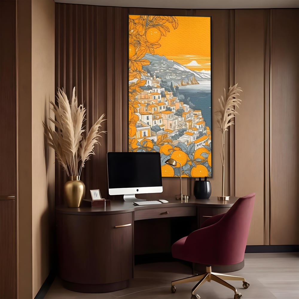 Tablou Canvas Premium LuxCanva® C1160, City By The Sea , Culori, Oras, Mare, Anotimp Living Room, Relaxare, Culori Vibrante