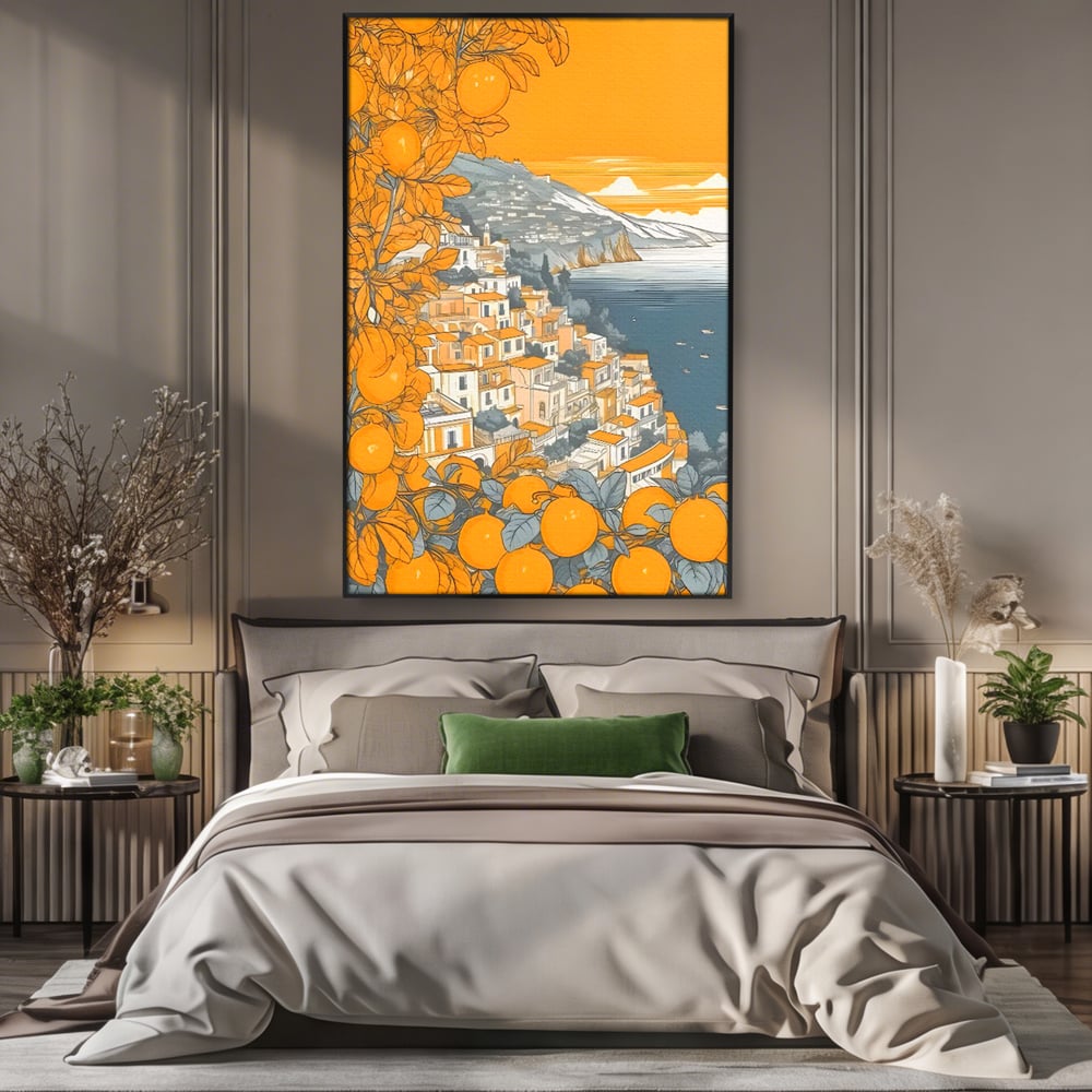 Tablou Canvas Premium LuxCanva® C1160, City By The Sea , Culori, Oras, Mare, Anotimp Living Room, Relaxare, Culori Vibrante