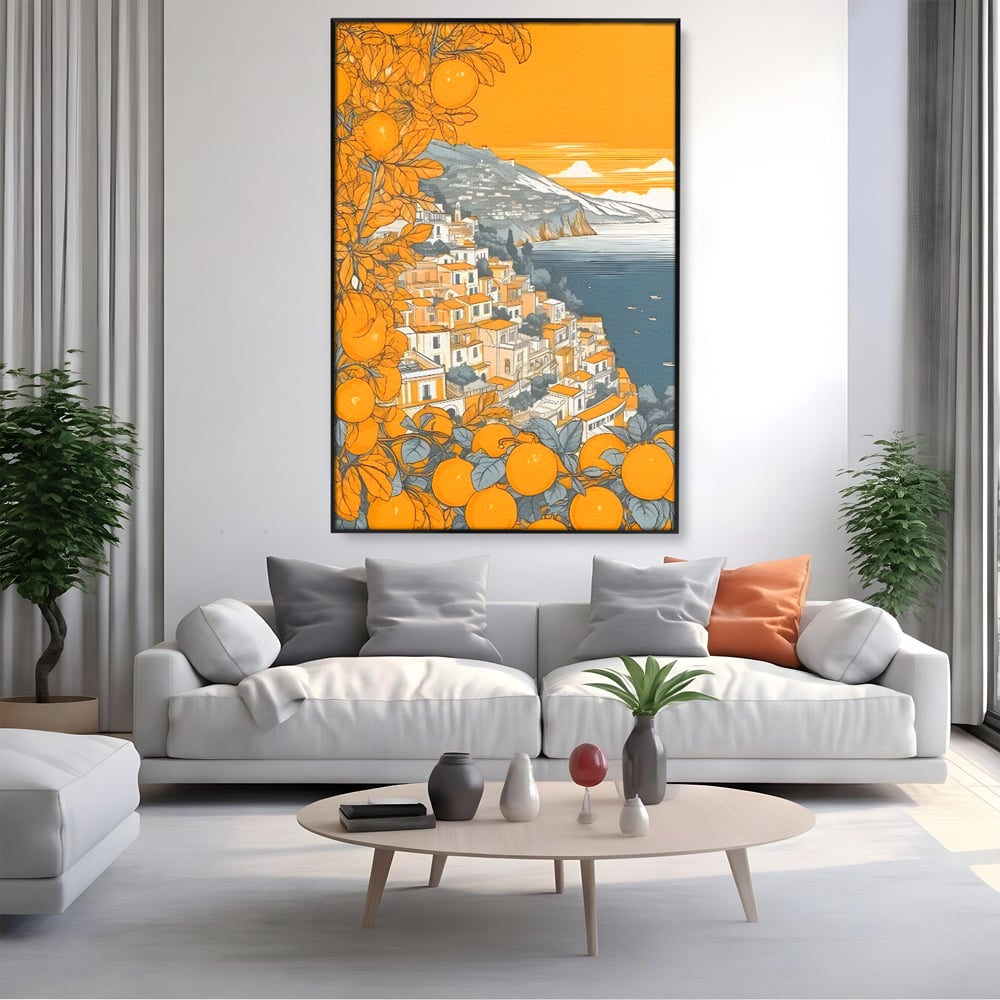 Tablou Canvas Premium LuxCanva® C1160, City By The Sea , Culori, Oras, Mare, Anotimp Living Room, Relaxare, Culori Vibrante