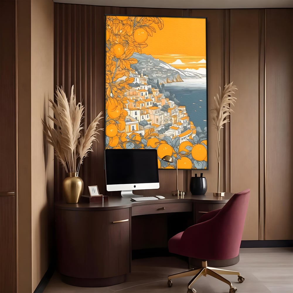 Tablou Canvas Premium LuxCanva® C1160, City By The Sea , Culori, Oras, Mare, Anotimp Living Room, Relaxare, Culori Vibrante