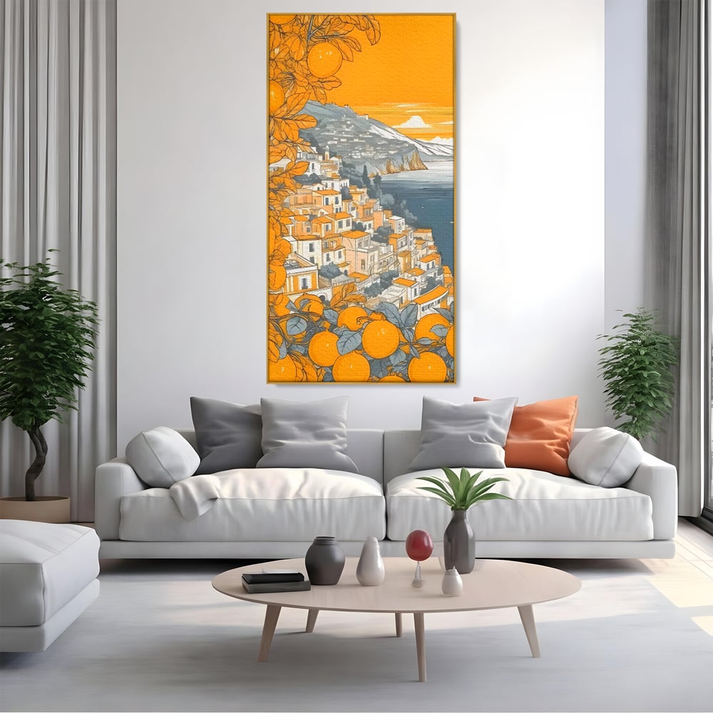 Tablou Canvas Premium LuxCanva® C1160, City By The Sea , Culori, Oras, Mare, Anotimp Living Room, Relaxare, Culori Vibrante