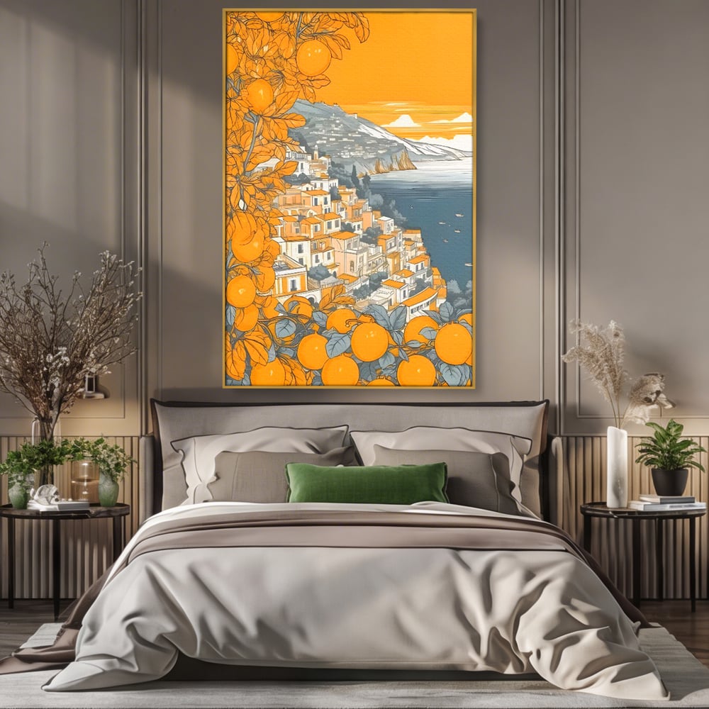 Tablou Canvas Premium LuxCanva® C1160, City By The Sea , Culori, Oras, Mare, Anotimp Living Room, Relaxare, Culori Vibrante