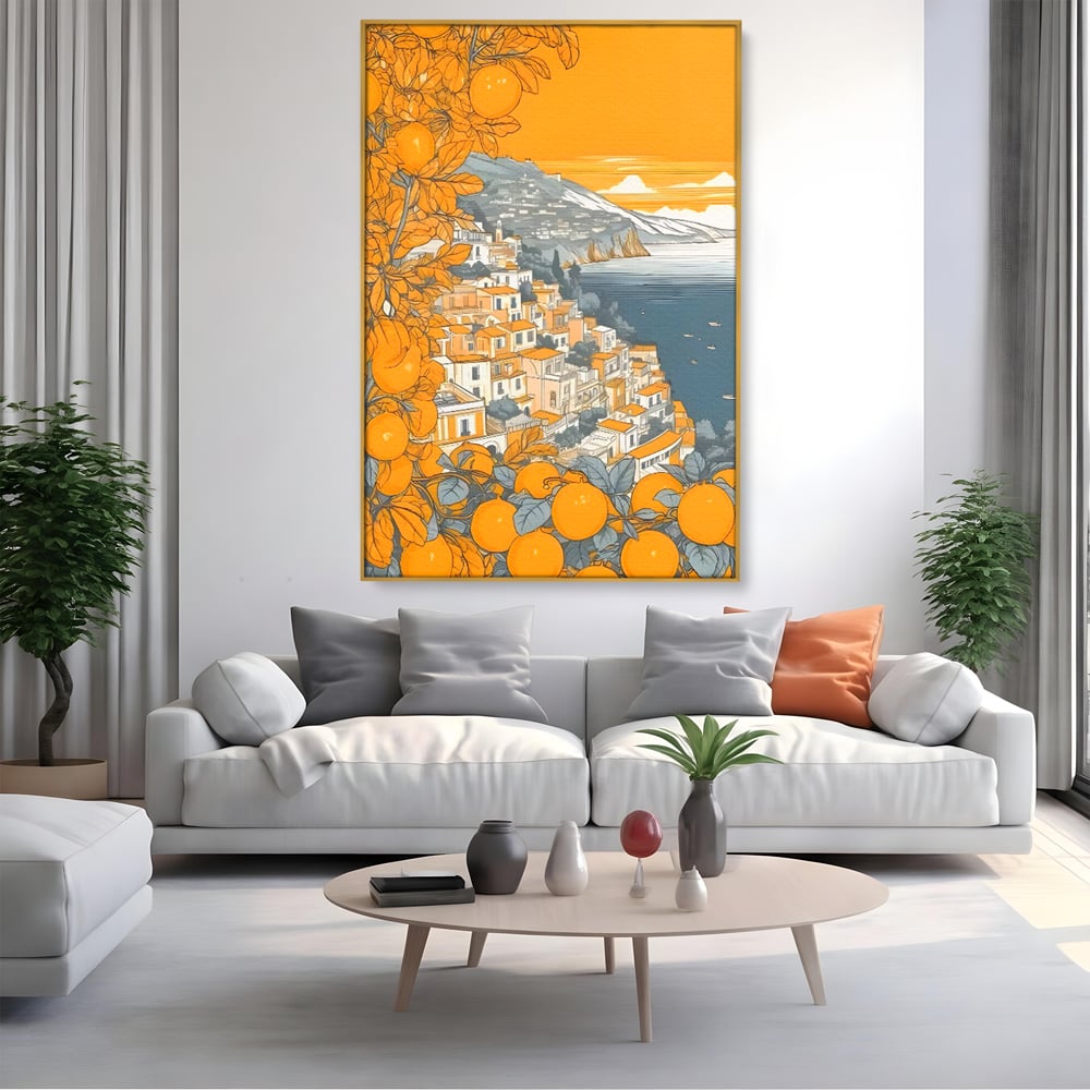 Tablou Canvas Premium LuxCanva® C1160, City By The Sea , Culori, Oras, Mare, Anotimp Living Room, Relaxare, Culori Vibrante