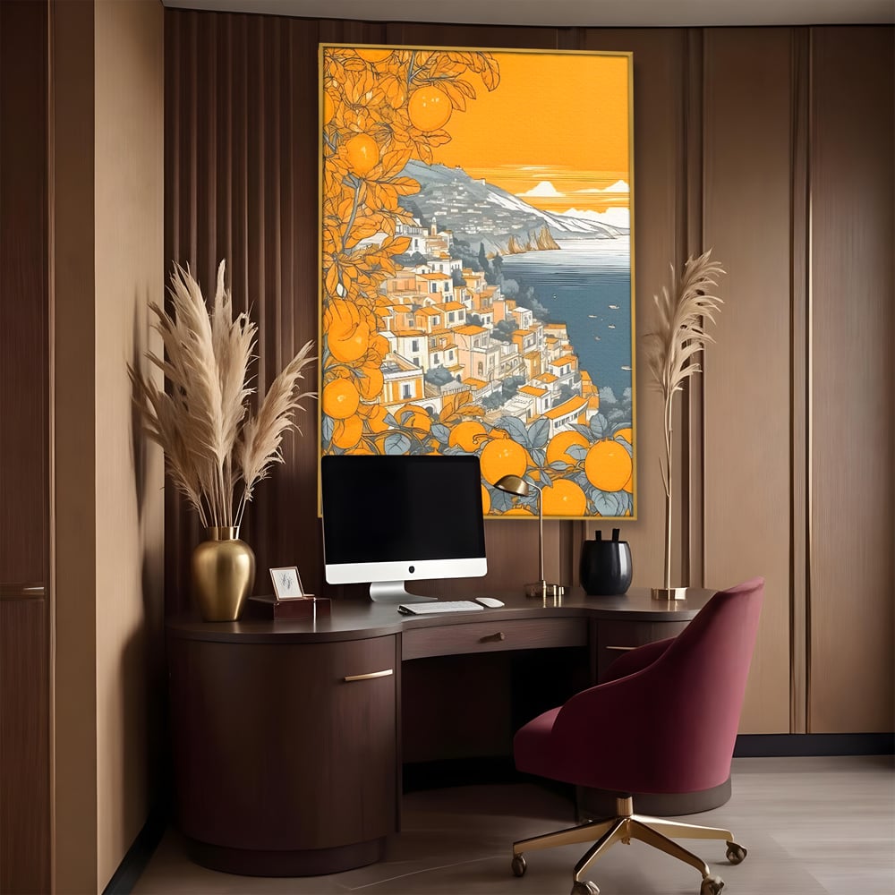 Tablou Canvas Premium LuxCanva® C1160, City By The Sea , Culori, Oras, Mare, Anotimp Living Room, Relaxare, Culori Vibrante