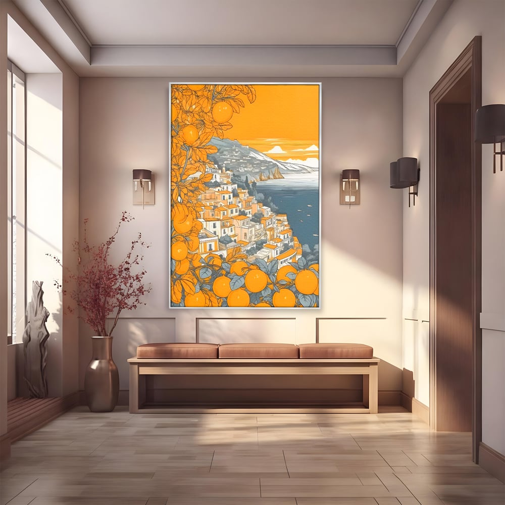 Tablou Canvas Premium LuxCanva® C1160, City By The Sea , Culori, Oras, Mare, Anotimp Living Room, Relaxare, Culori Vibrante