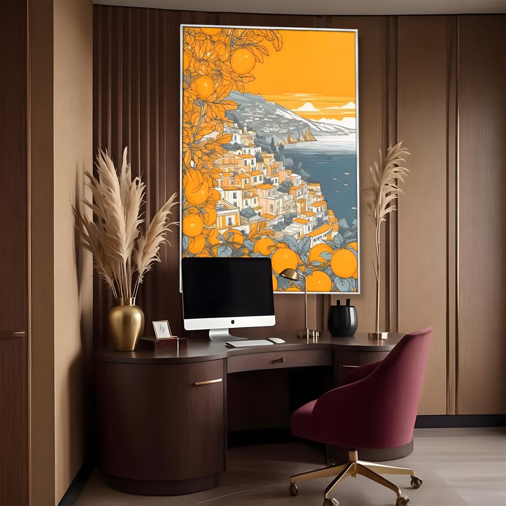 Tablou Canvas Premium LuxCanva® C1160, City By The Sea , Culori, Oras, Mare, Anotimp Living Room, Relaxare, Culori Vibrante