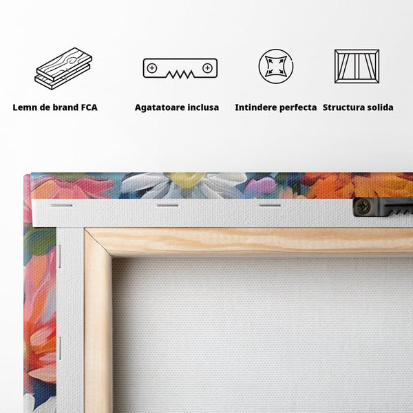Tablou Canvas Premium LuxCanva® C1161, Buchet De Fori Viu Colorat , Plante, Multicolor, Living Room, Culori Vibrante
