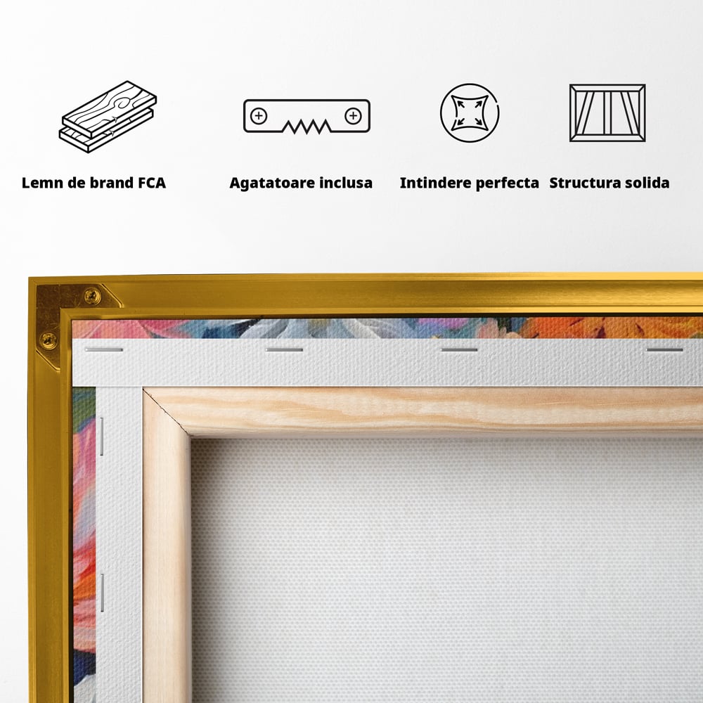 Tablou Canvas Premium LuxCanva® C1161, Buchet De Fori Viu Colorat , Plante, Multicolor, Living Room, Culori Vibrante