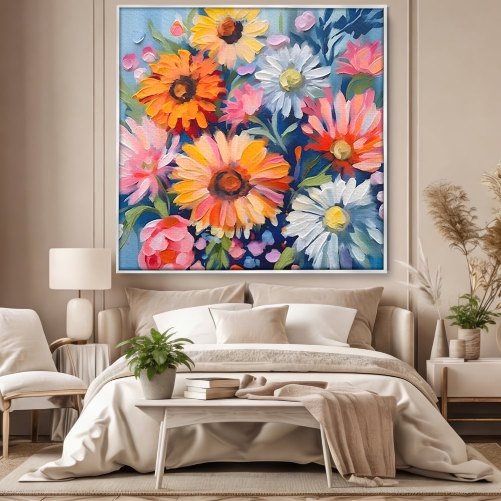 Tablou Canvas Premium LuxCanva® C1161, Buchet De Fori Viu Colorat , Plante, Multicolor, Living Room, Culori Vibrante