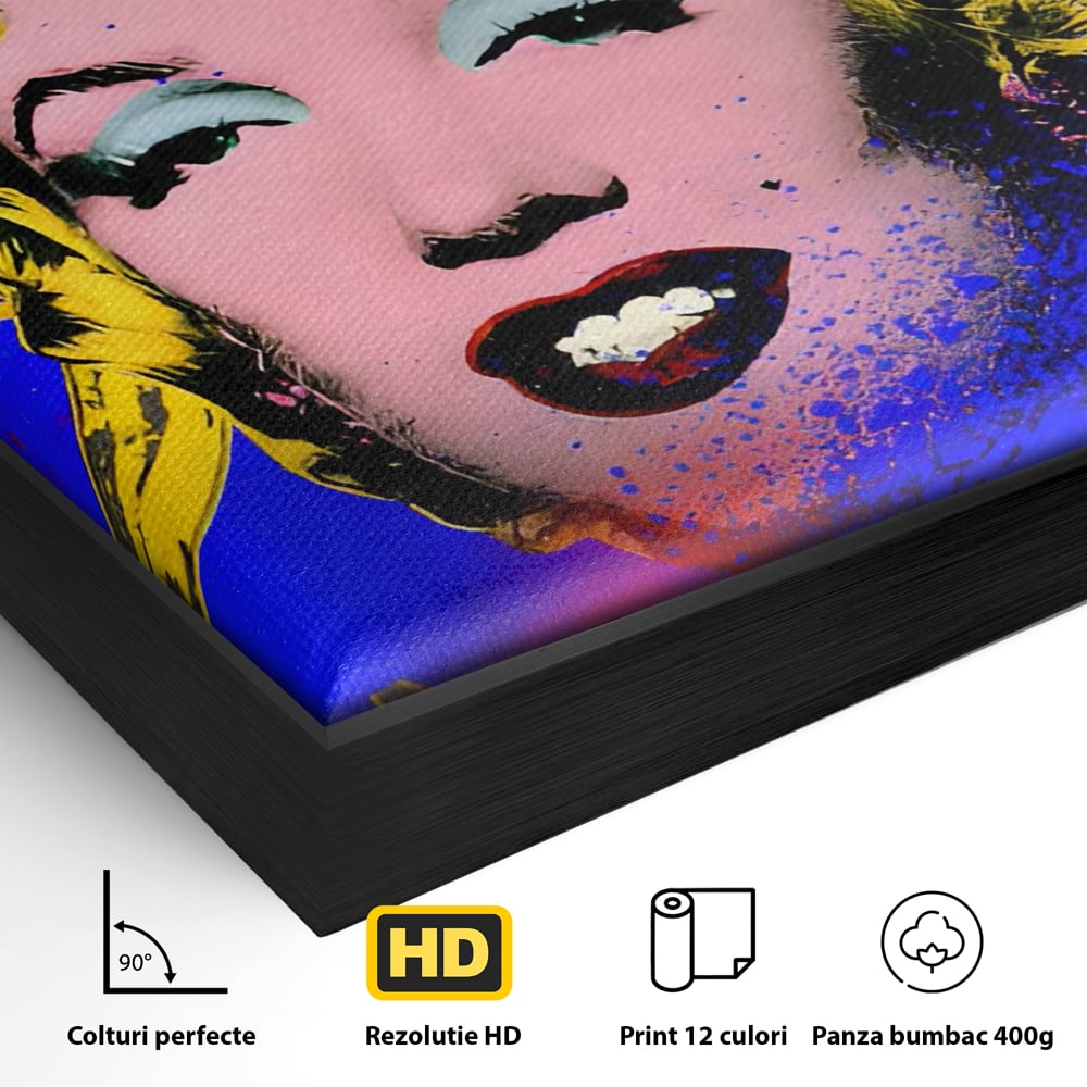 Tablou Canvas Premium LuxCanva® C1163, Andy Warhol Painted Marilyn Monroe , Culori, Icon, Famous Creator, Beautiful, Bar, Relaxare, Culori Vibrante