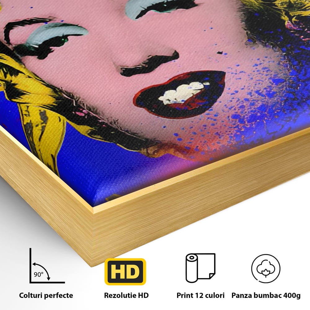 Tablou Canvas Premium LuxCanva® C1163, Andy Warhol Painted Marilyn Monroe , Culori, Icon, Famous Creator, Beautiful, Bar, Relaxare, Culori Vibrante