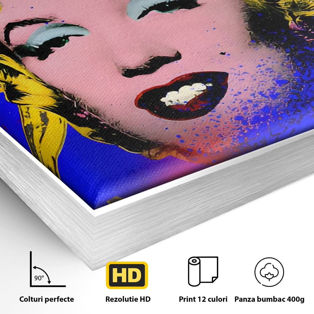 Tablou Canvas Premium LuxCanva® C1163, Andy Warhol Painted Marilyn Monroe , Culori, Icon, Famous Creator, Beautiful, Bar, Relaxare, Culori Vibrante