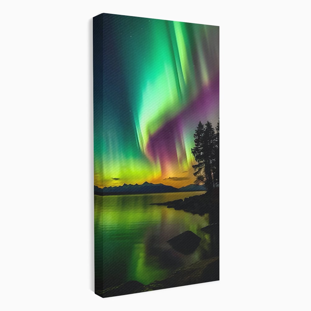 Tablou Canvas Premium LuxCanva® C1168, Aurora Boreala , Culori, Natura, Polul Nord, Bar, Relaxare, Culori Vibrante