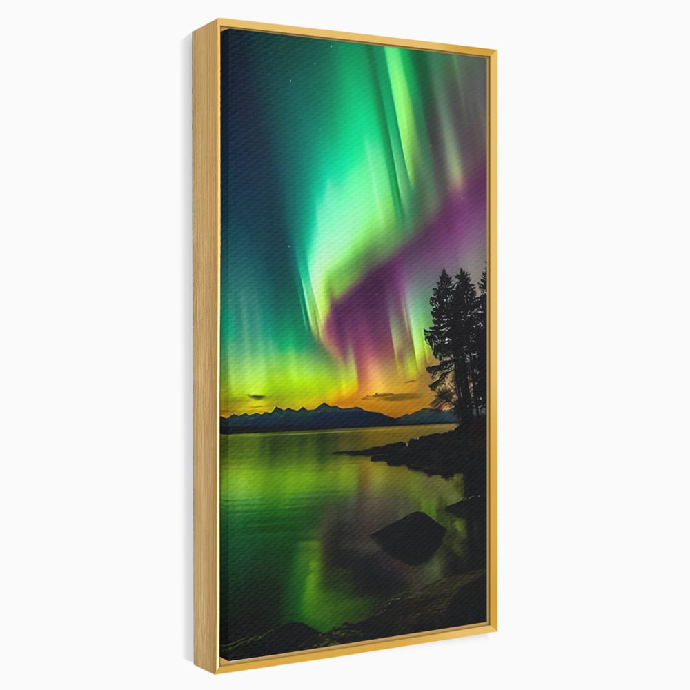 Tablou Canvas Premium LuxCanva® C1168, Aurora Boreala , Culori, Natura, Polul Nord, Bar, Relaxare, Culori Vibrante
