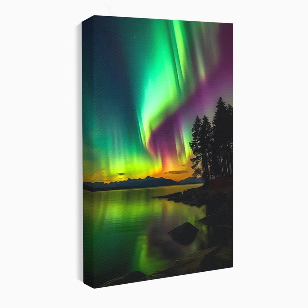 Tablou Canvas Premium LuxCanva® C1168, Aurora Boreala , Culori, Natura, Polul Nord, Bar, Relaxare, Culori Vibrante