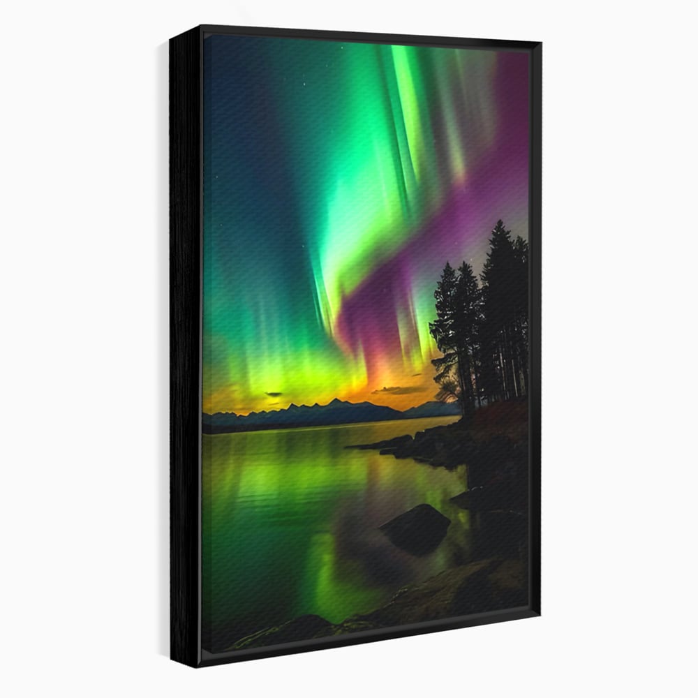 Tablou Canvas Premium LuxCanva® C1168, Aurora Boreala , Culori, Natura, Polul Nord, Bar, Relaxare, Culori Vibrante