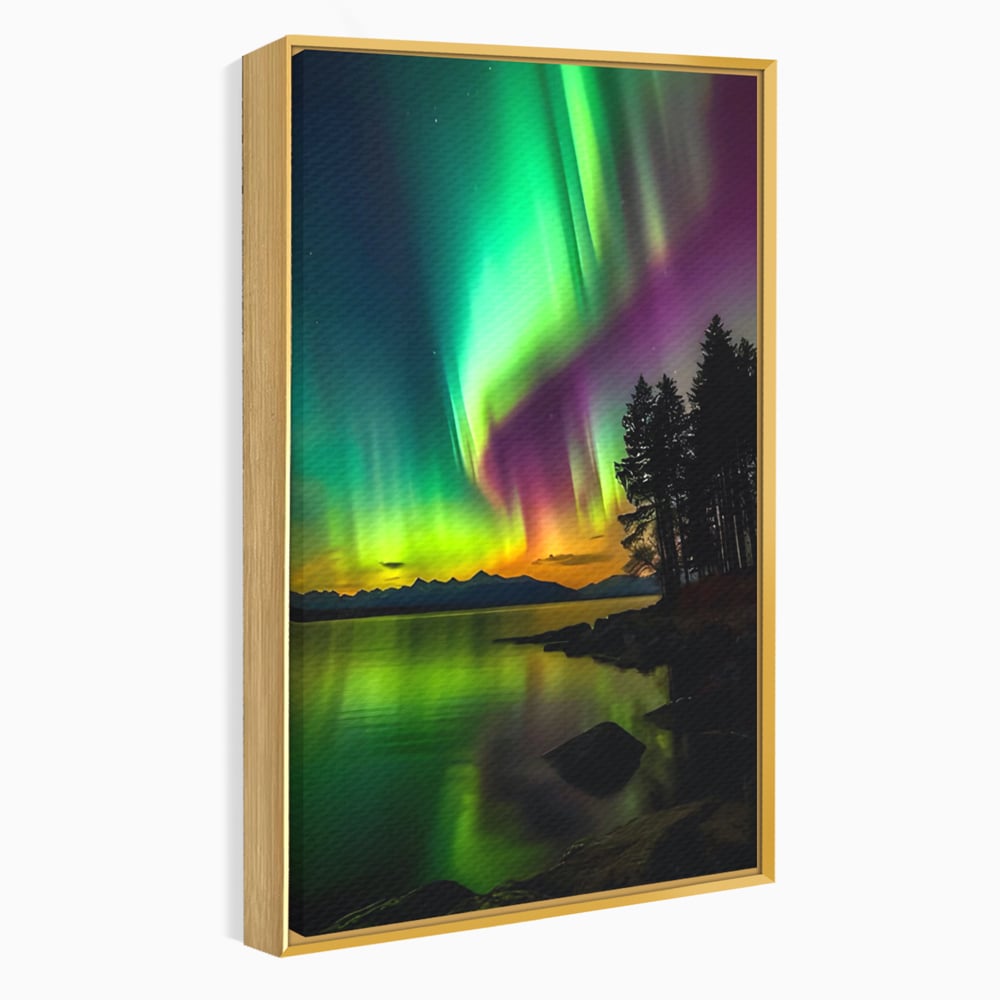 Tablou Canvas Premium LuxCanva® C1168, Aurora Boreala , Culori, Natura, Polul Nord, Bar, Relaxare, Culori Vibrante
