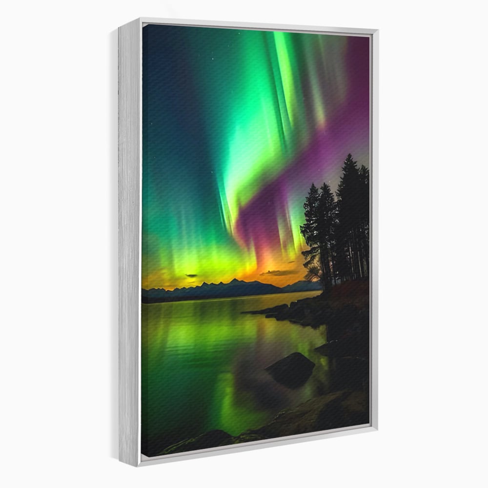 Tablou Canvas Premium LuxCanva® C1168, Aurora Boreala , Culori, Natura, Polul Nord, Bar, Relaxare, Culori Vibrante
