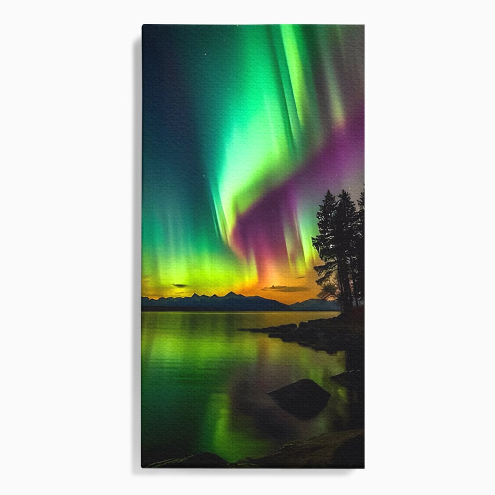 Tablou Canvas Premium LuxCanva® C1168, Aurora Boreala , Culori, Natura, Polul Nord, Bar, Relaxare, Culori Vibrante