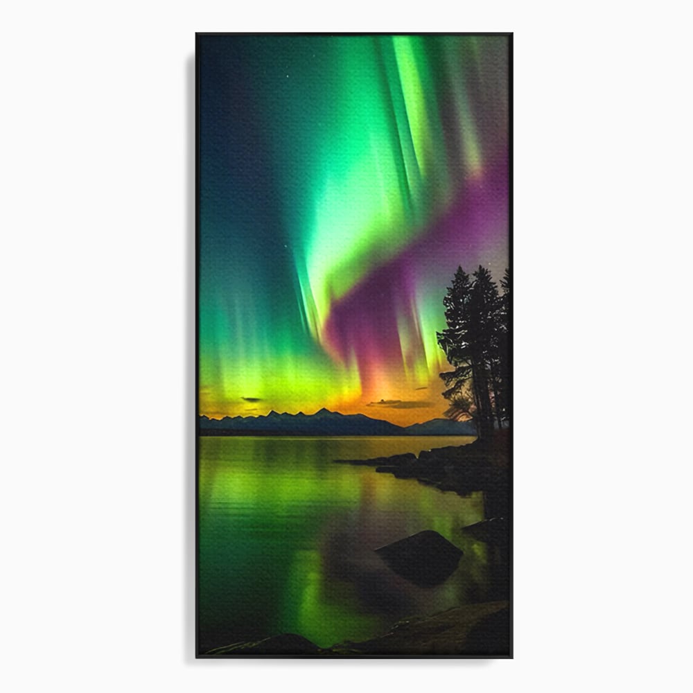 Tablou Canvas Premium LuxCanva® C1168, Aurora Boreala , Culori, Natura, Polul Nord, Bar, Relaxare, Culori Vibrante