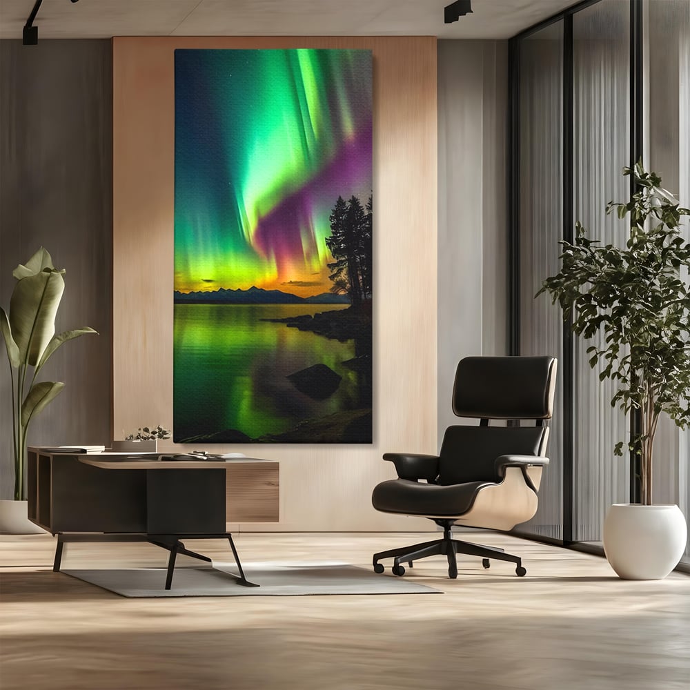 Tablou Canvas Premium LuxCanva® C1168, Aurora Boreala , Culori, Natura, Polul Nord, Bar, Relaxare, Culori Vibrante