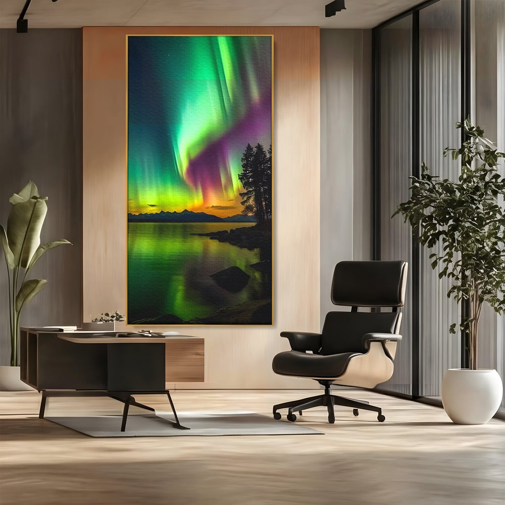 Tablou Canvas Premium LuxCanva® C1168, Aurora Boreala , Culori, Natura, Polul Nord, Bar, Relaxare, Culori Vibrante
