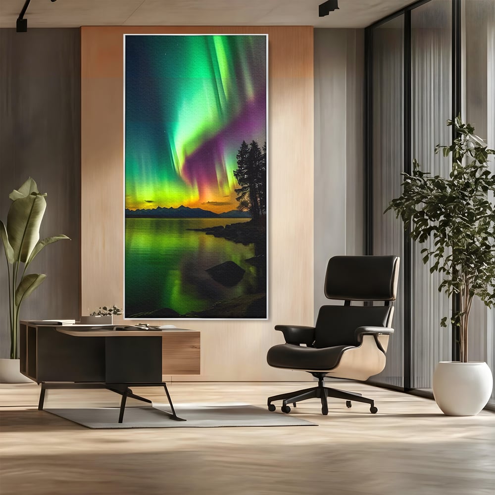 Tablou Canvas Premium LuxCanva® C1168, Aurora Boreala , Culori, Natura, Polul Nord, Bar, Relaxare, Culori Vibrante